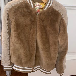 Mother The Letterman Faux-Fur Bomber Jacket